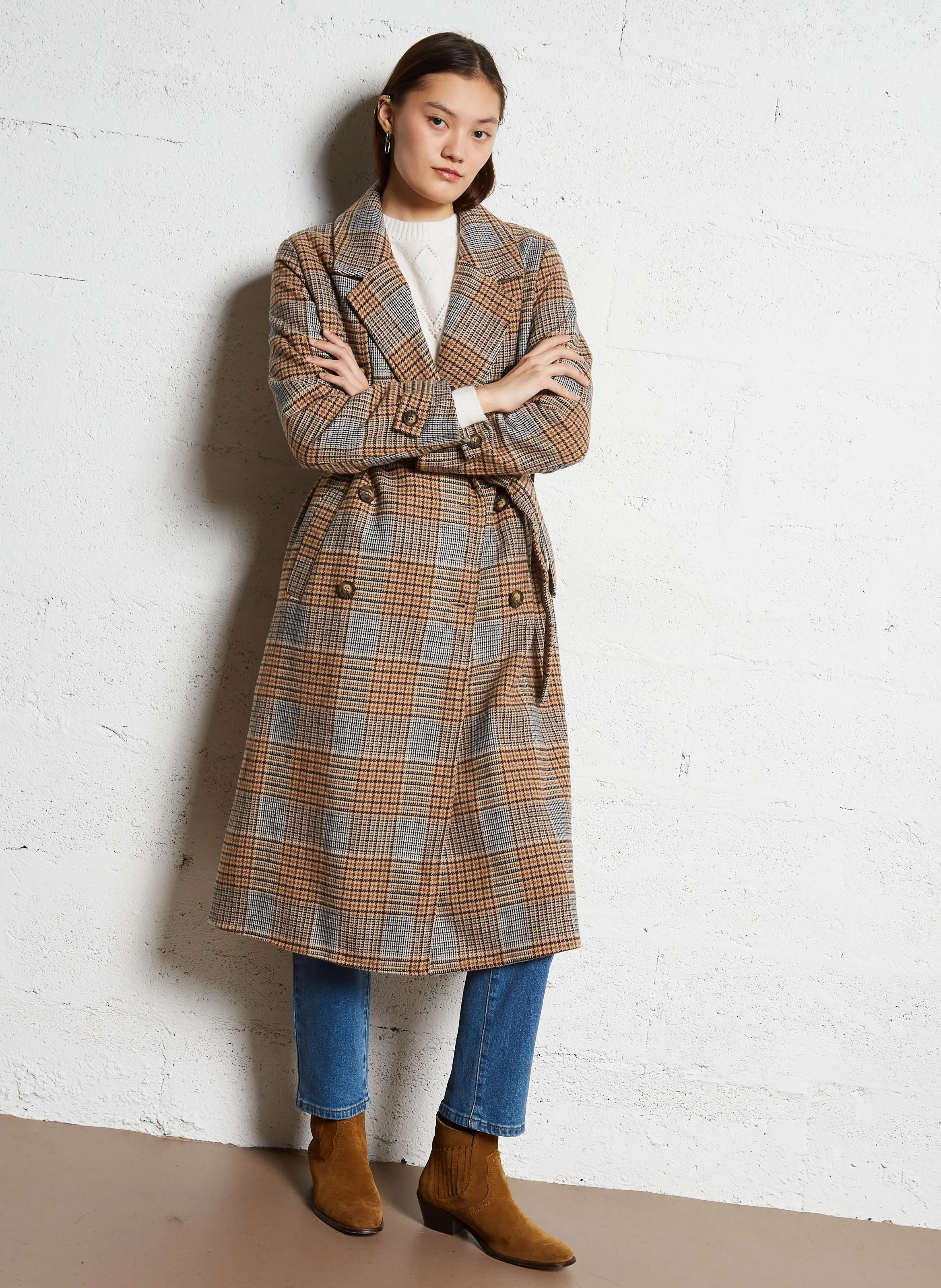  LA PETITE ETOILE   NILAN - Cappotto collo classico a quadri | Marrone