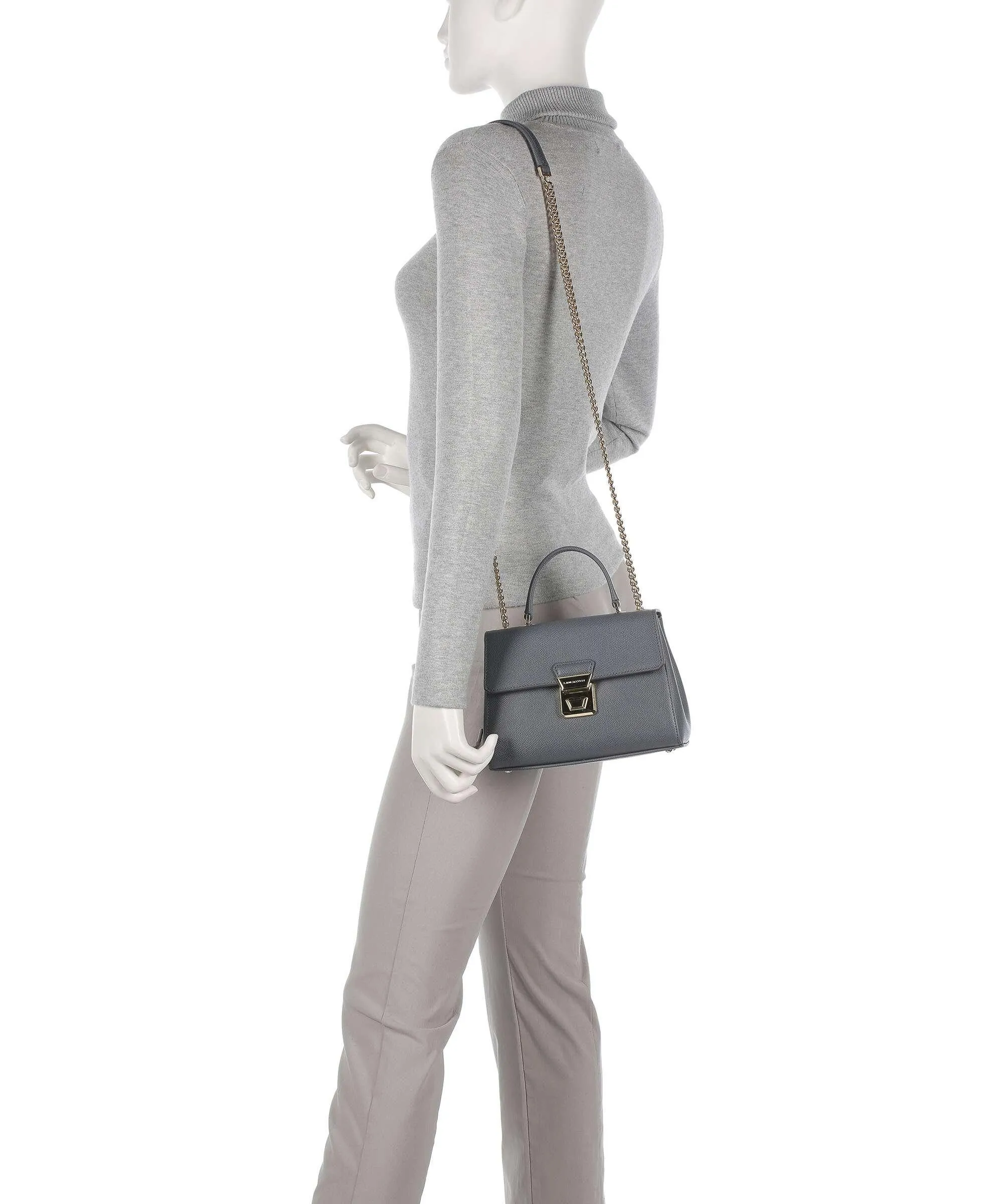  Lancaster Delphino Tina Borsa a spalla pelle di vacchetta grana grigio  