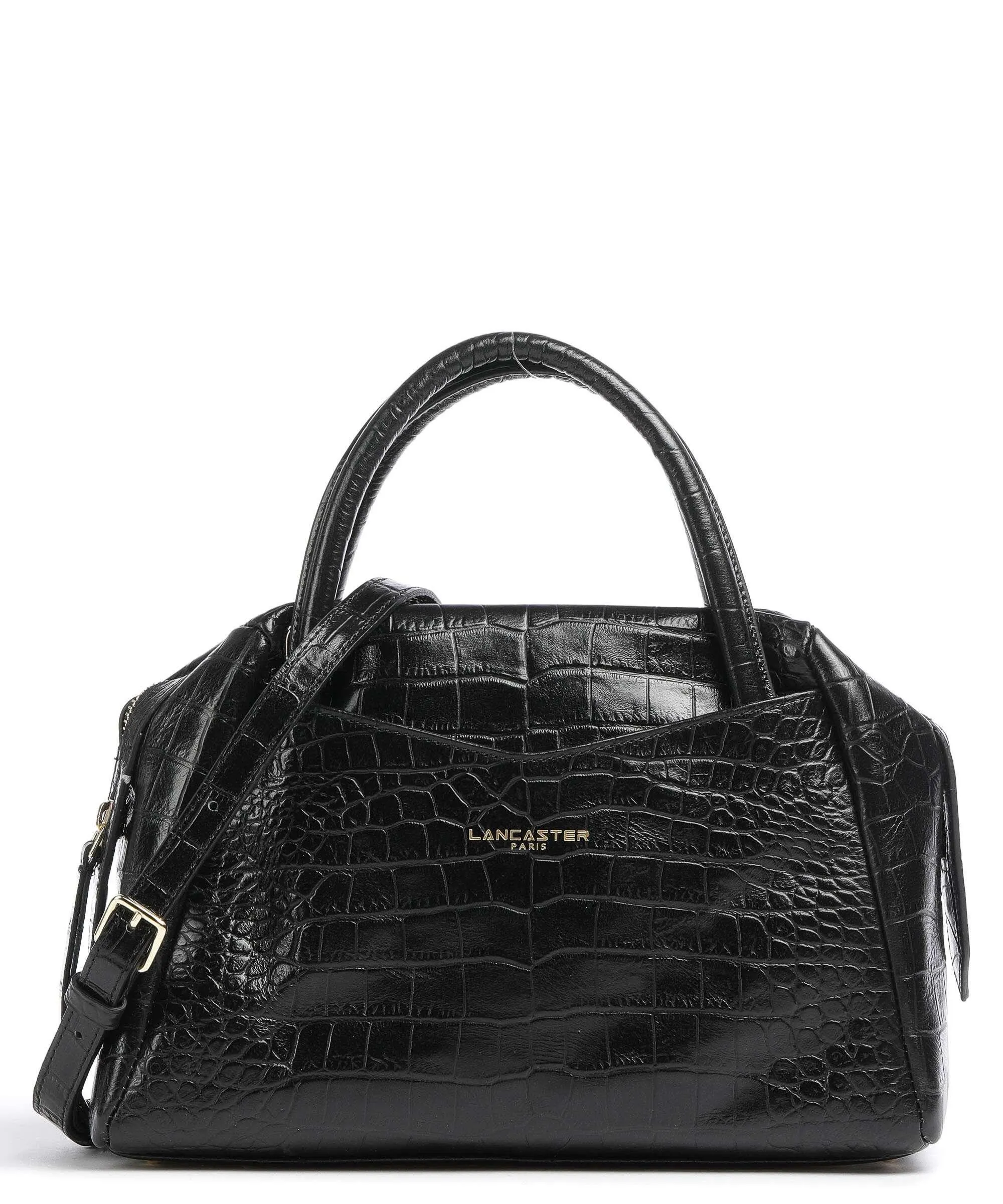  Lancaster Exotic Croco CN Borsa a mano pelle di vacchetta goffrata nero  