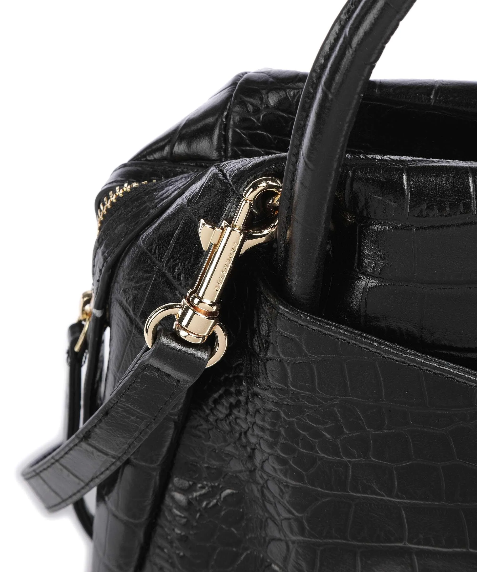  Lancaster Exotic Croco CN Borsa a mano pelle di vacchetta goffrata nero  
