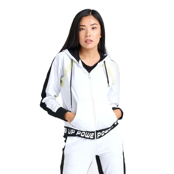 LEONE WOMAN HOODY FULL ZIP NEON Optic White Felpa donna