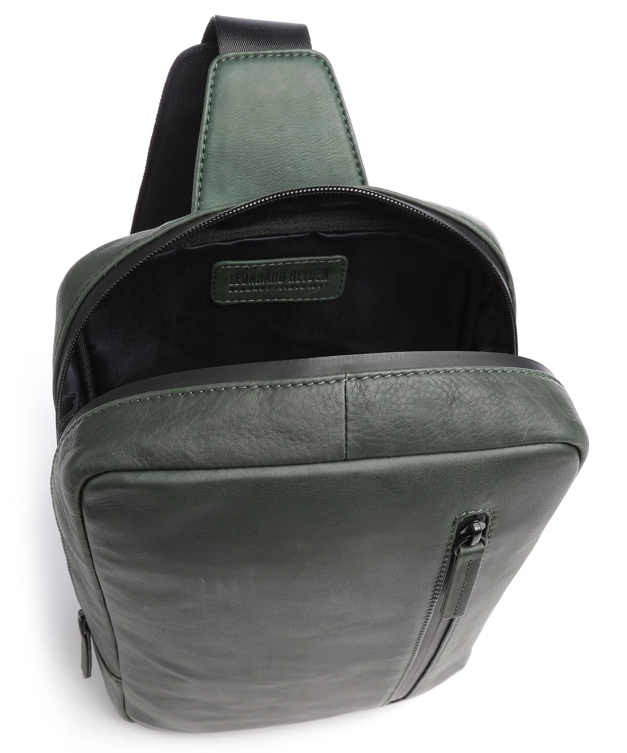  Leonhard Heyden Den Haag Borsa sling pelle di vacchetta grana verde scuro  