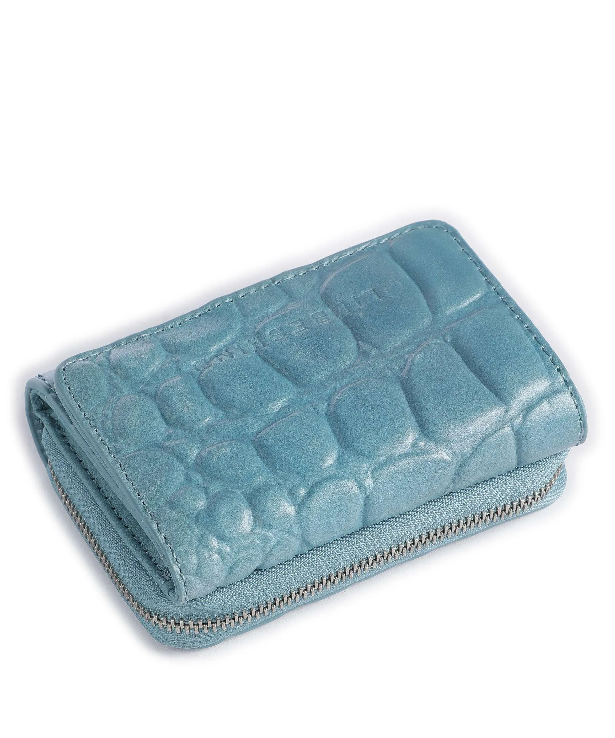  Liebeskind Pablita Waxy Croco Portafoglio pelle in rilievo blu  