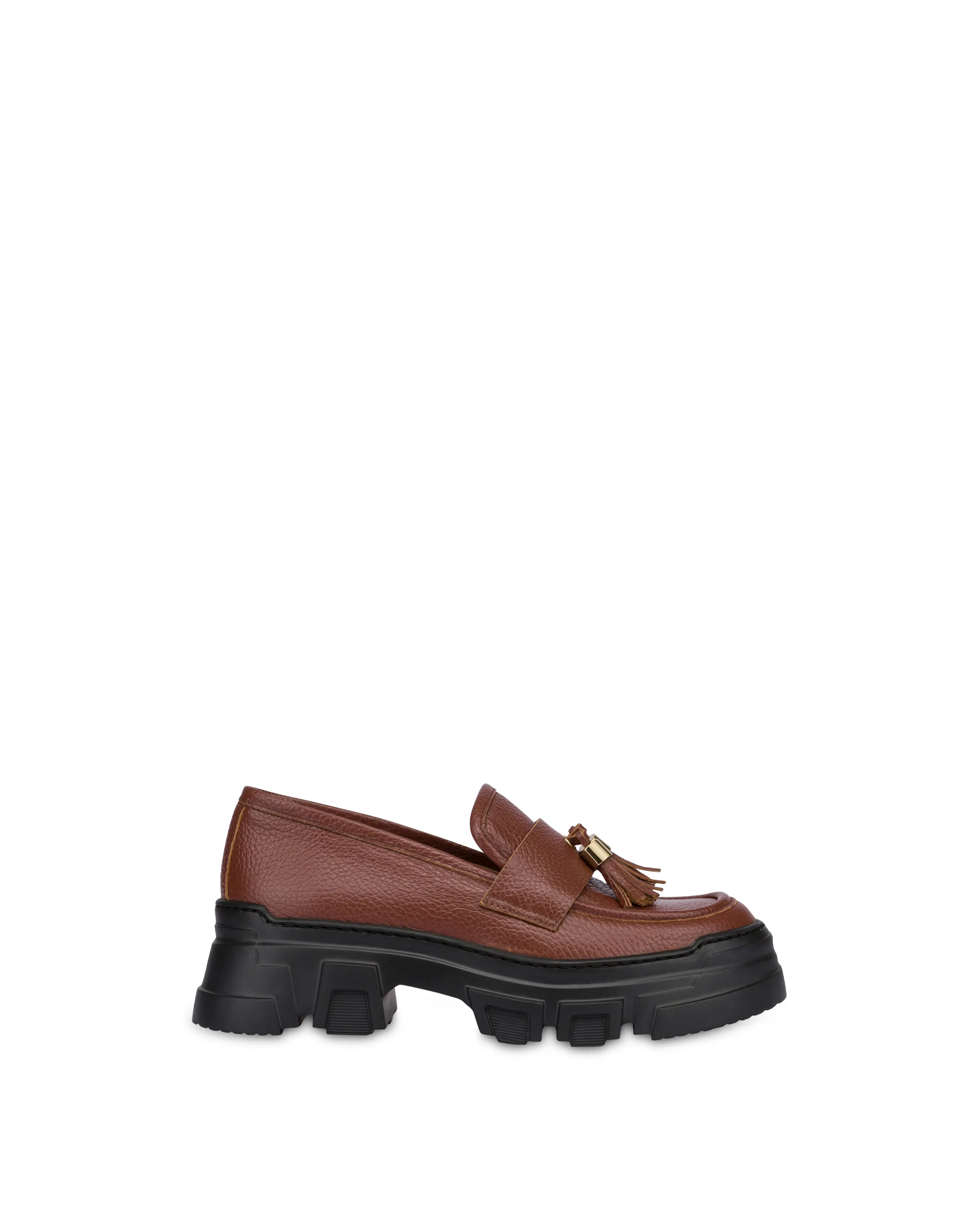     Linea Pollini Mocassini In Vitello Stampa Alce Lady Brave Legno