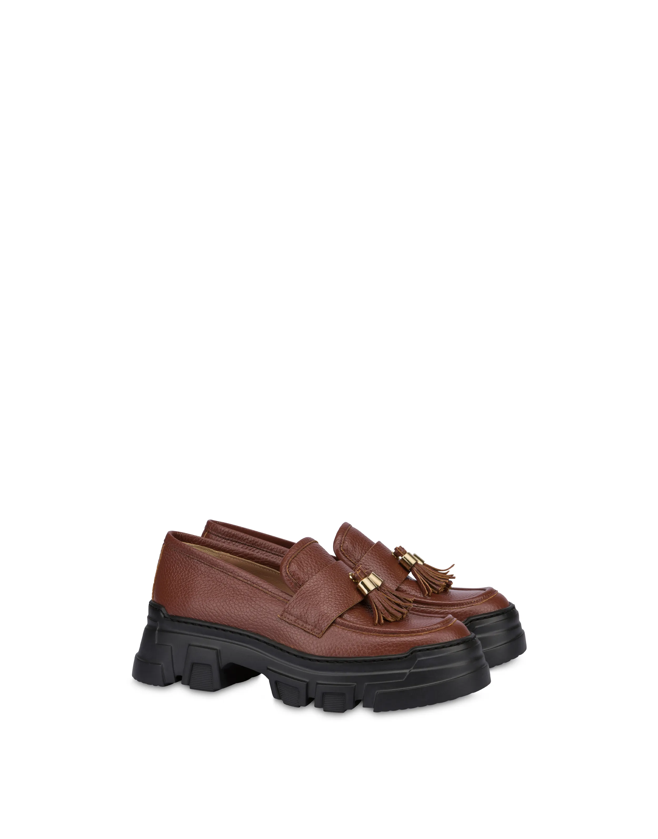     Linea Pollini Mocassini In Vitello Stampa Alce Lady Brave Legno
