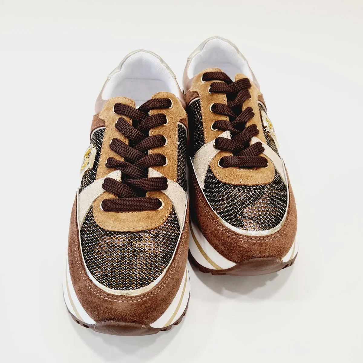 Liu-Jo Sneakers Camoscio Brown Oro fondo gomma alta 6 cm. rif.736