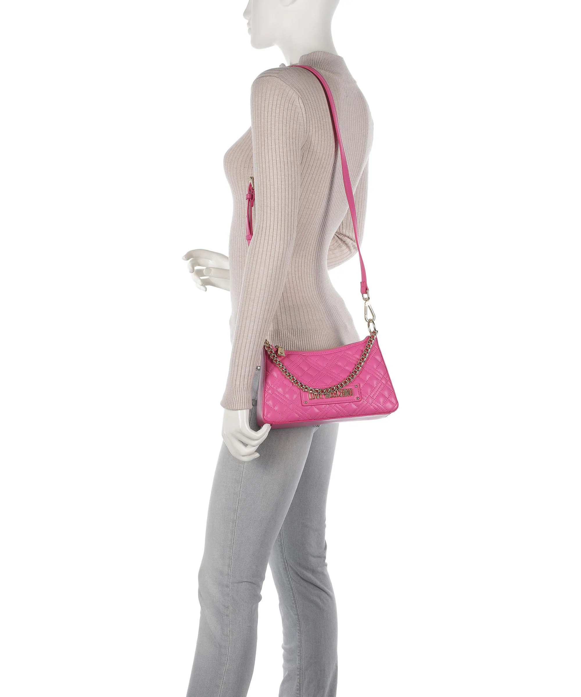  Love Moschino Quilted Borsa a spalla pelle sintetica pink  