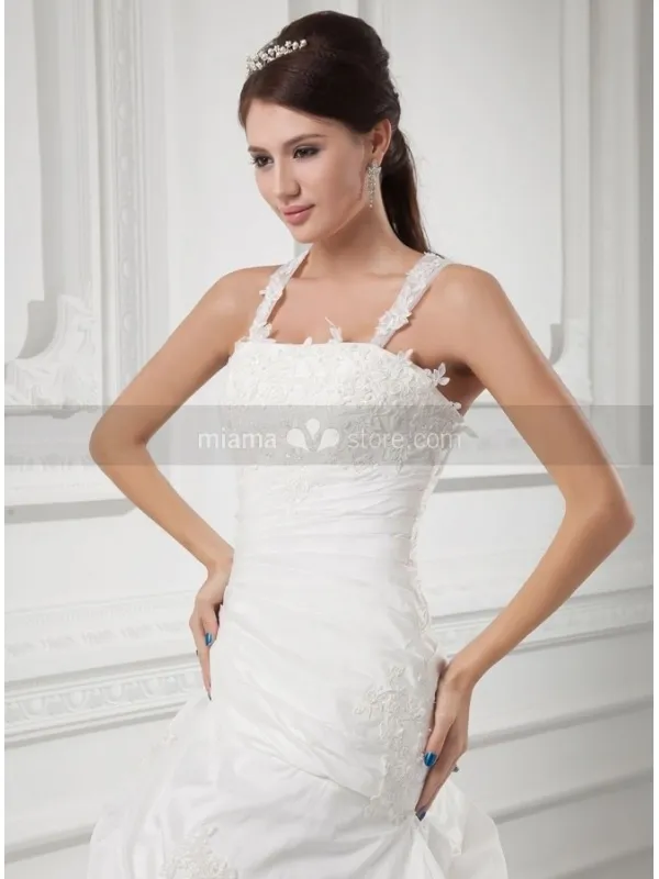 LYDIA - A-line Halter Chapel train Taffeta Square neck Wedding dress