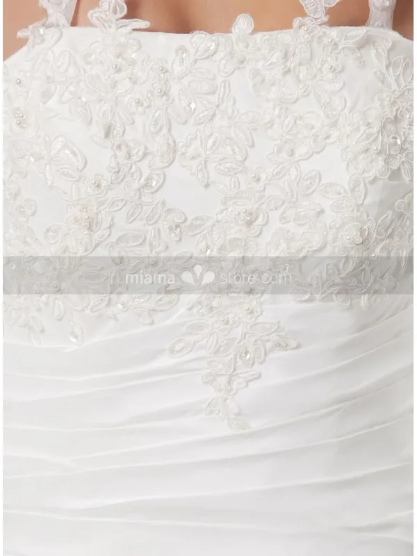 LYDIA - A-line Halter Chapel train Taffeta Square neck Wedding dress