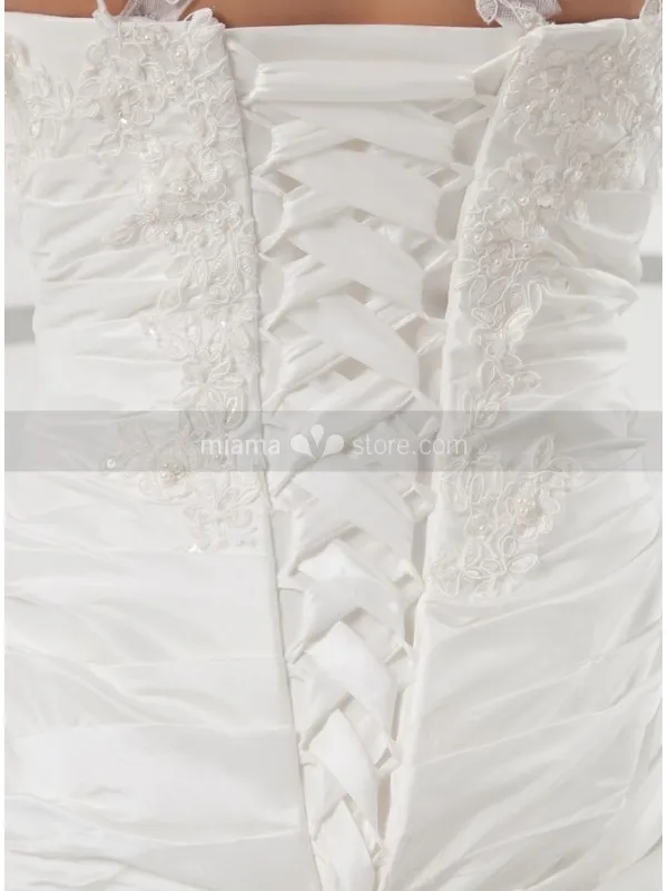 LYDIA - A-line Halter Chapel train Taffeta Square neck Wedding dress
