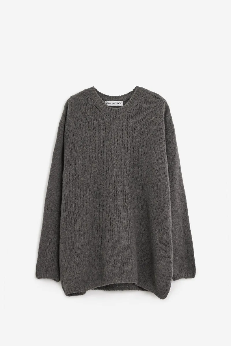 Maglia POPOVER ROUNDNECK in lana grigia
