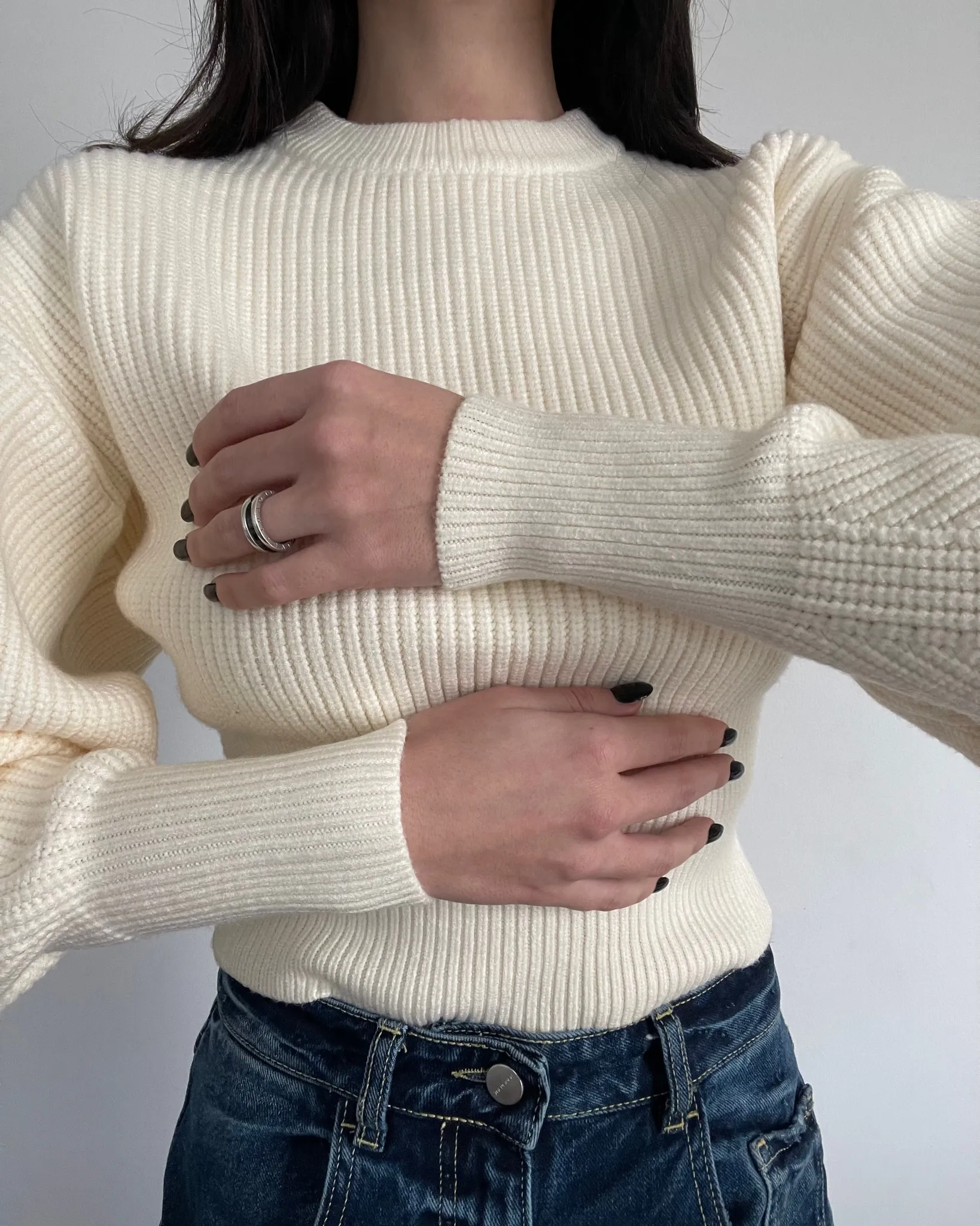 Maglione a costine - BEIGE