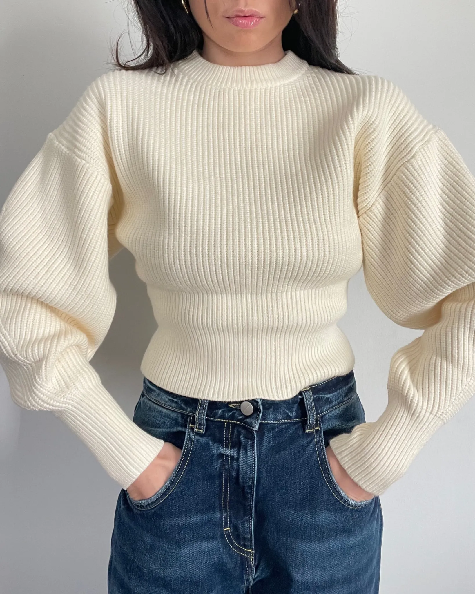 Maglione a costine - BEIGE