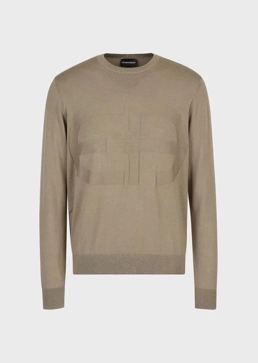 Maglione in lana vergine maxi intarsio ea