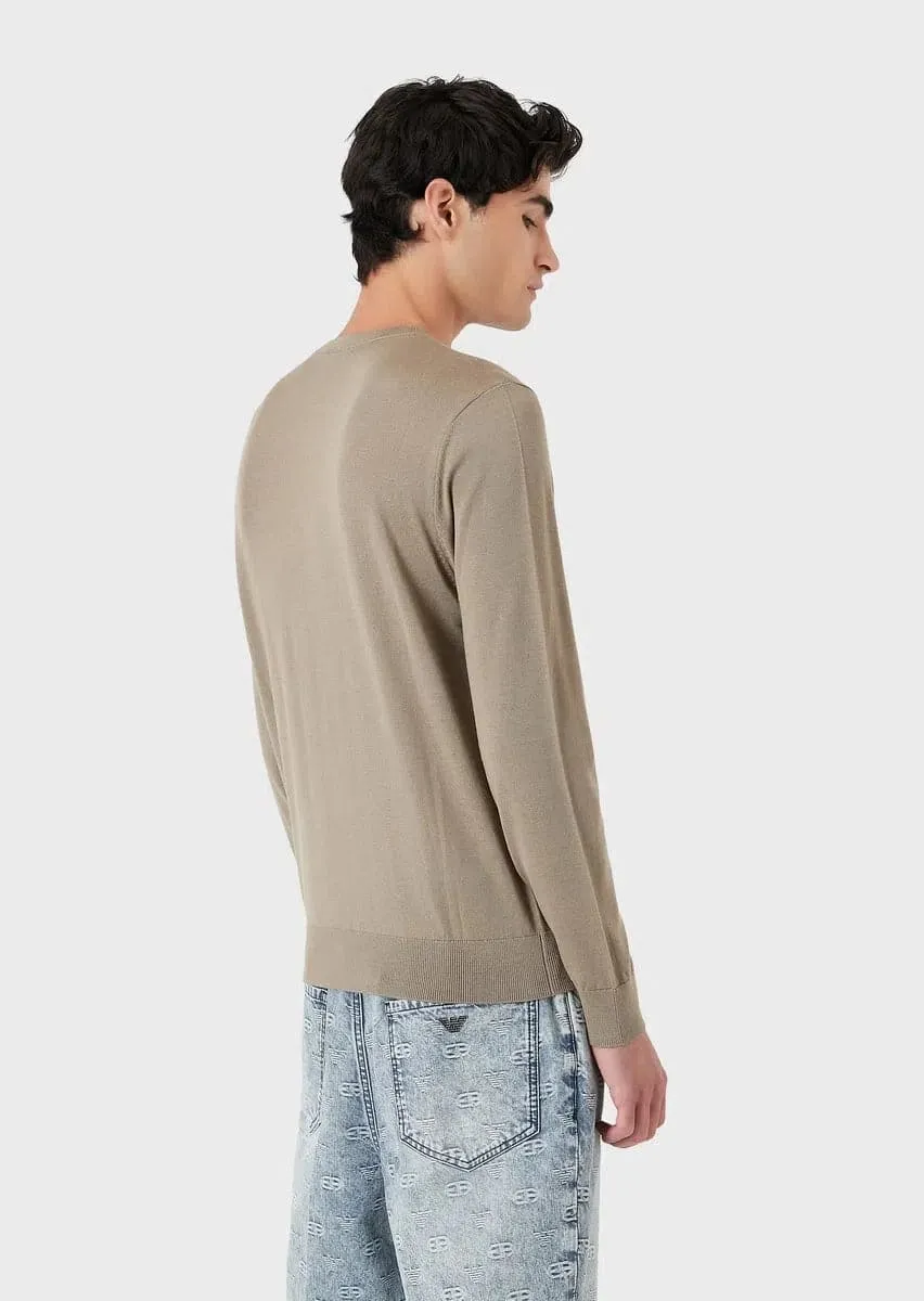 Maglione in lana vergine maxi intarsio ea