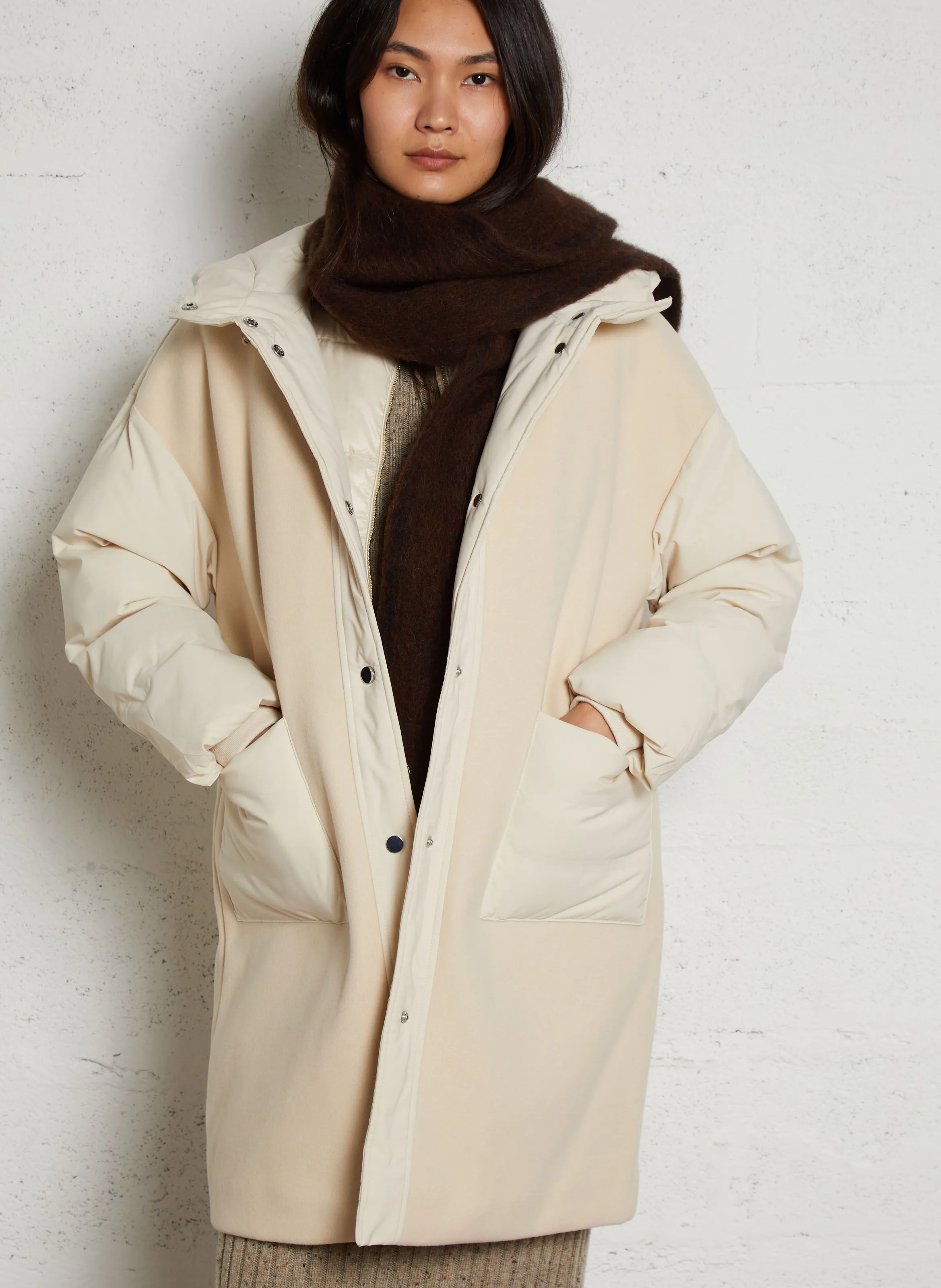 MAISON 123   ANGELE - Cappotto dritto con cappuccio | Bianco