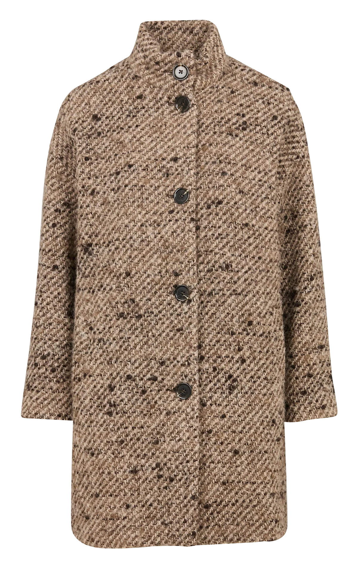  MAISON 123   ARMANCE - Cappotto girocollo in lana e cotone misto | Grigio