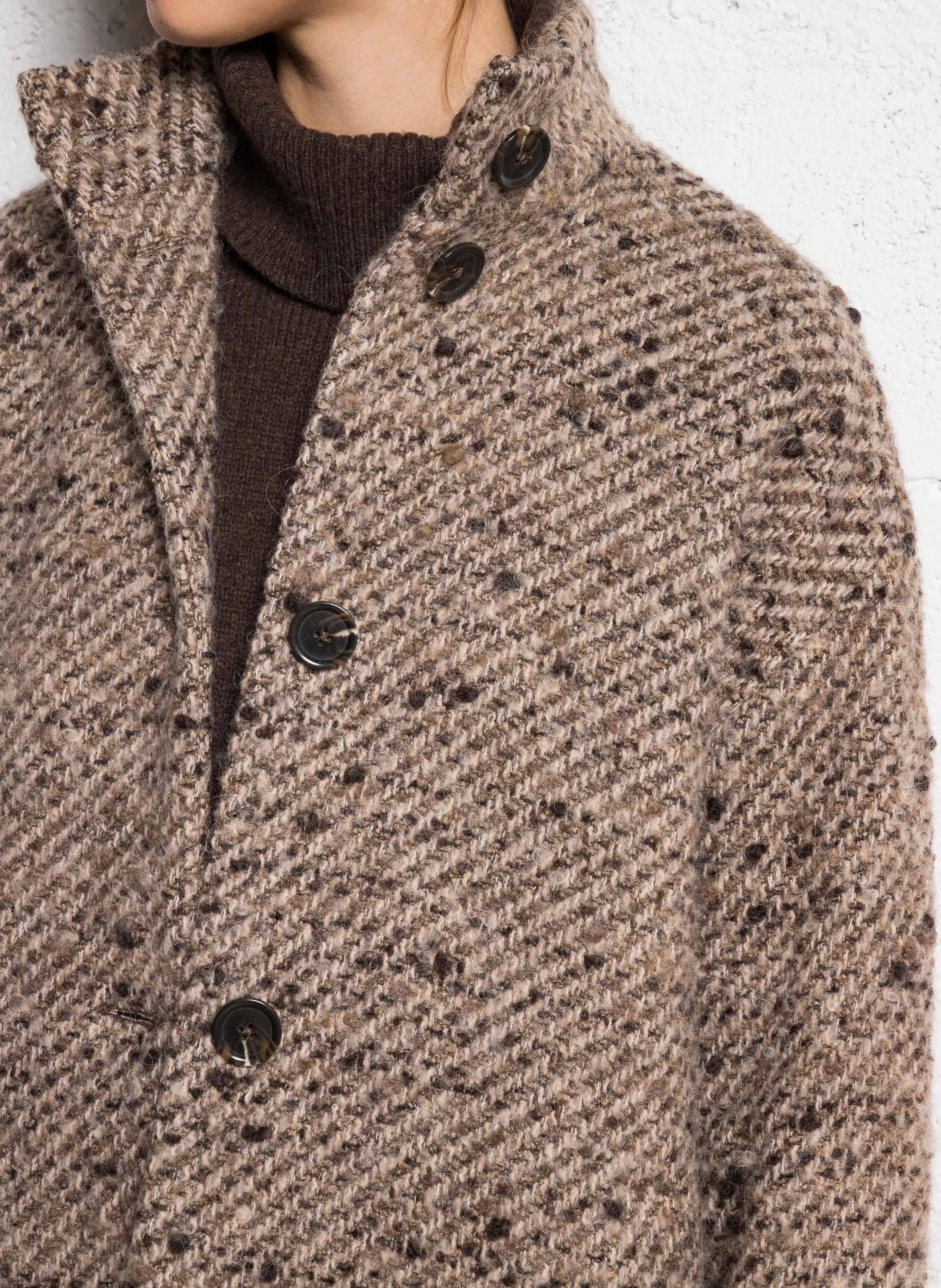  MAISON 123   ARMANCE - Cappotto girocollo in lana e cotone misto | Grigio