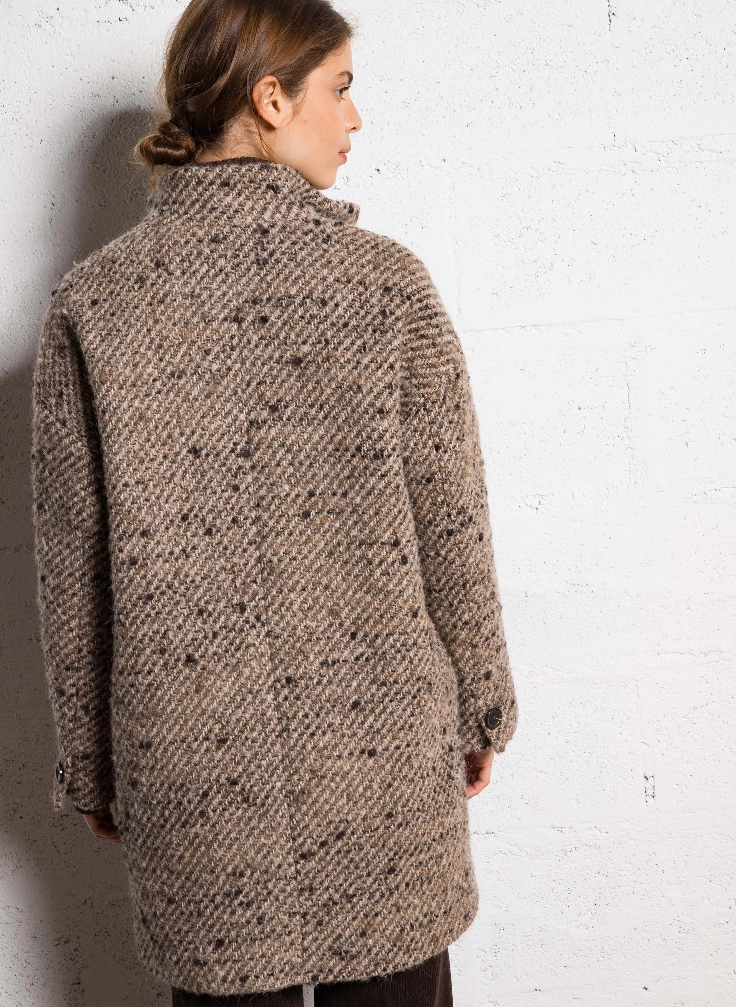  MAISON 123   ARMANCE - Cappotto girocollo in lana e cotone misto | Grigio