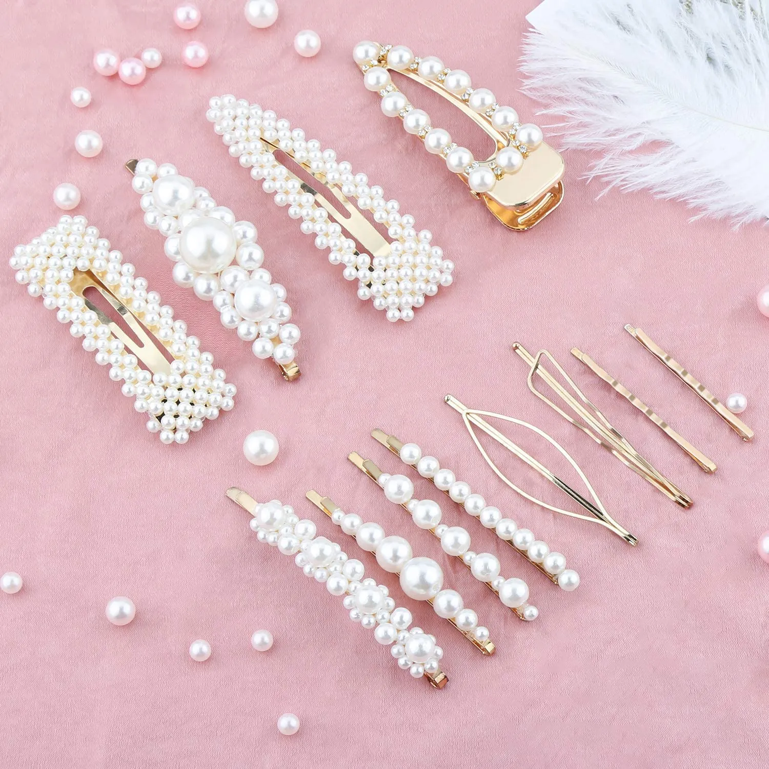 Makone Fermagli Capelli per Donna Mollette Forcine Donna Capelli Barrette Perla Clip di Capelli Matrimonio Damigella d'onore Cli
