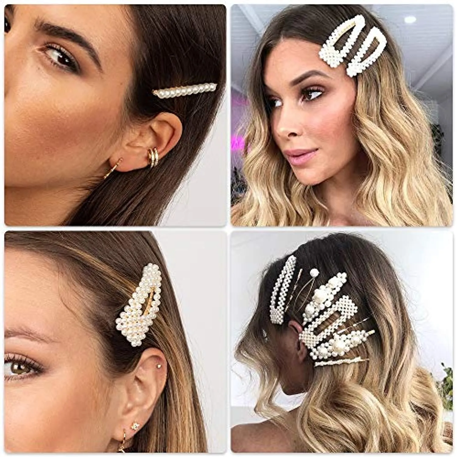 Makone Fermagli Capelli per Donna Mollette Forcine Donna Capelli Barrette Perla Clip di Capelli Matrimonio Damigella d'onore Cli