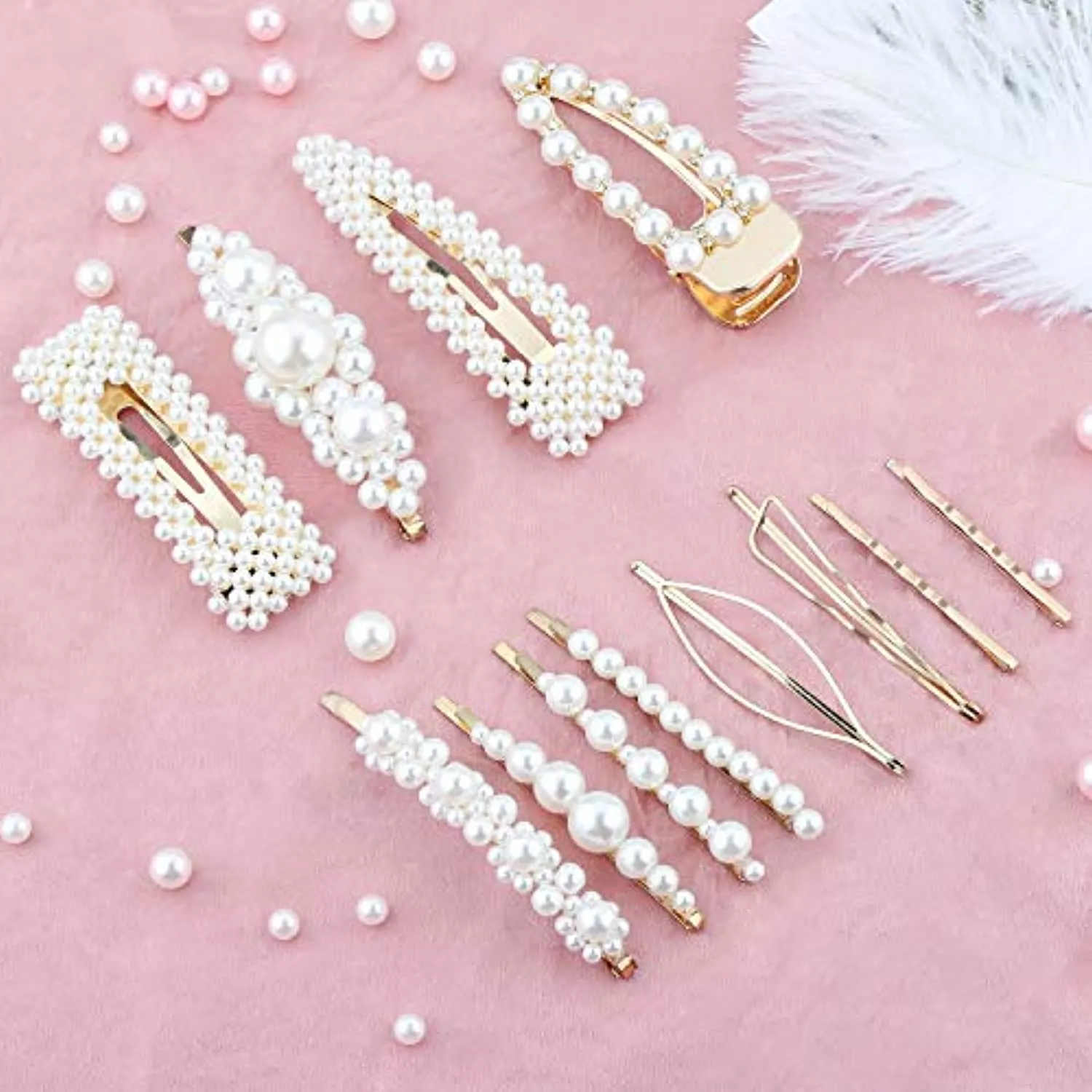 Makone Fermagli Capelli per Donna Mollette Forcine Donna Capelli Barrette Perla Clip di Capelli Matrimonio Damigella d'onore Cli