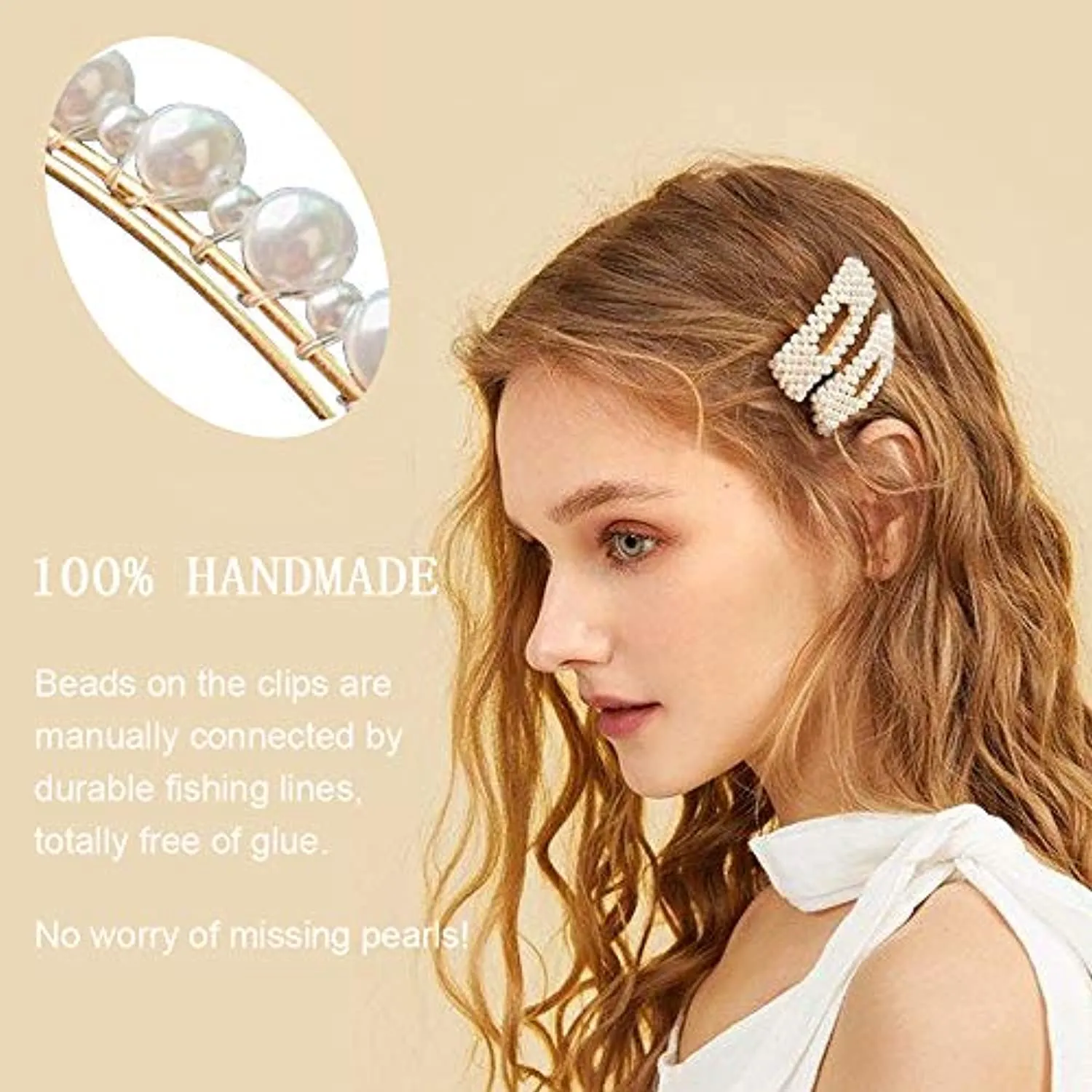 Makone Fermagli Capelli per Donna Mollette Forcine Donna Capelli Barrette Perla Clip di Capelli Matrimonio Damigella d'onore Cli