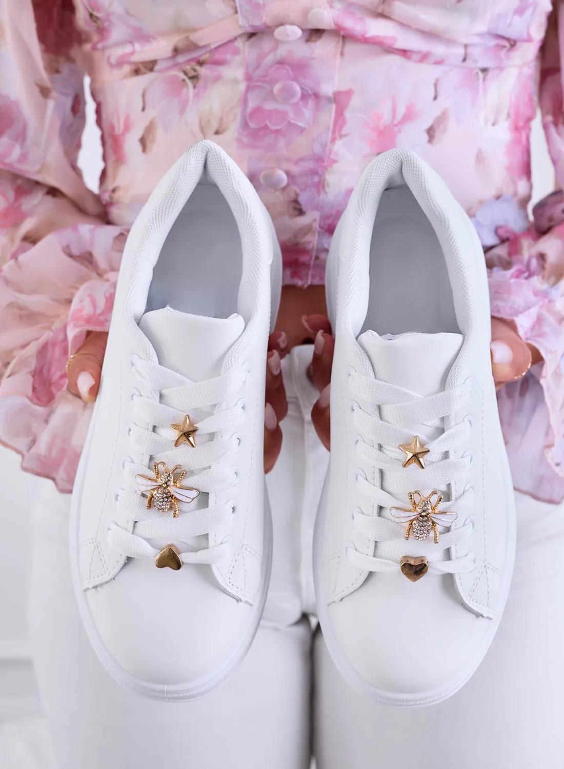MARISA - Sneakers bianche con ape gioiello