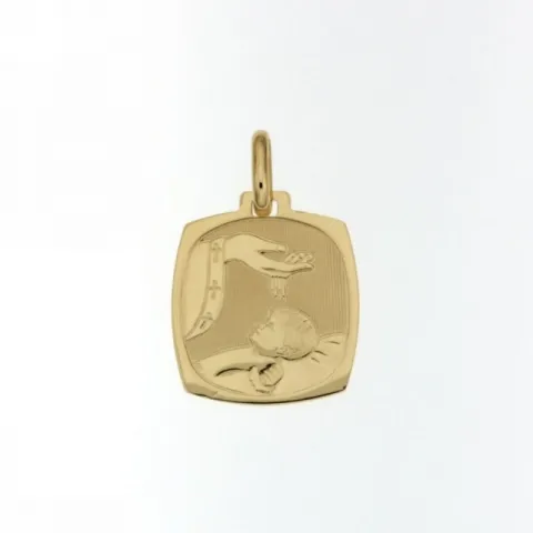 Medaglia ovale con Fonte Battesimale in oro giallo 18kt