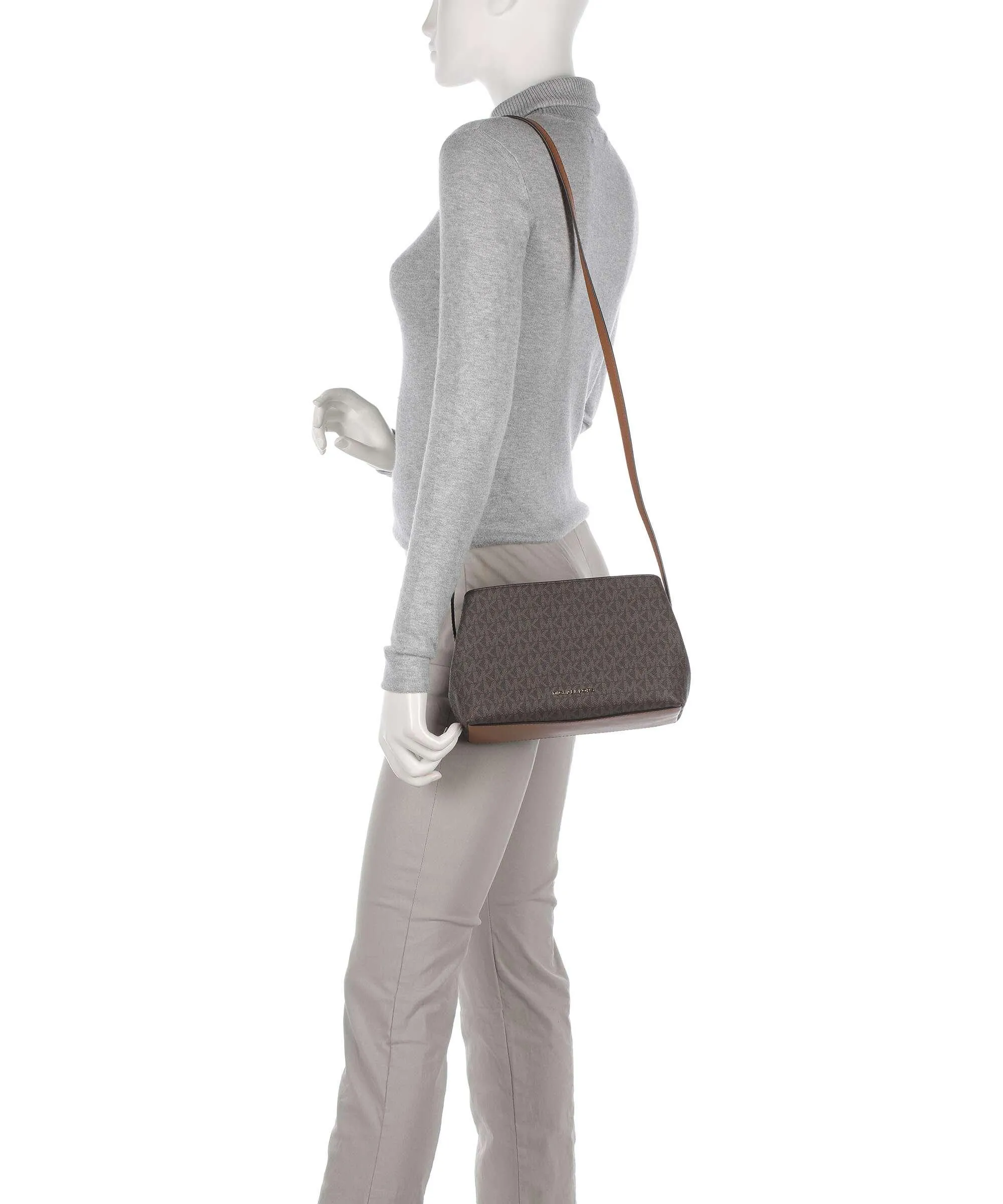  Michael Kors Kensington Borsa a tracolla tela marrone scuro  