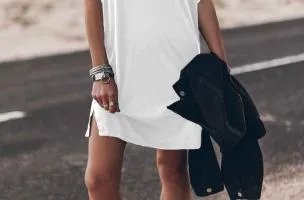 Mini abito con maniche ampie, bianco