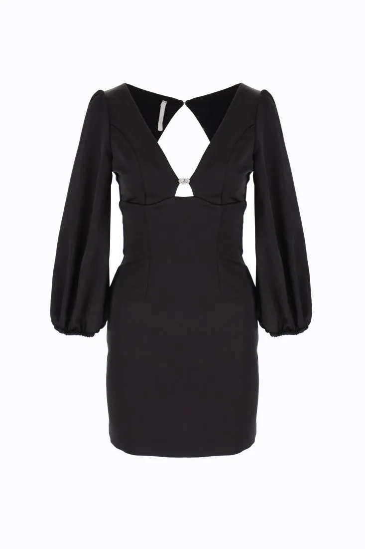 Mini abito monocolour con maniche volume e cut-out