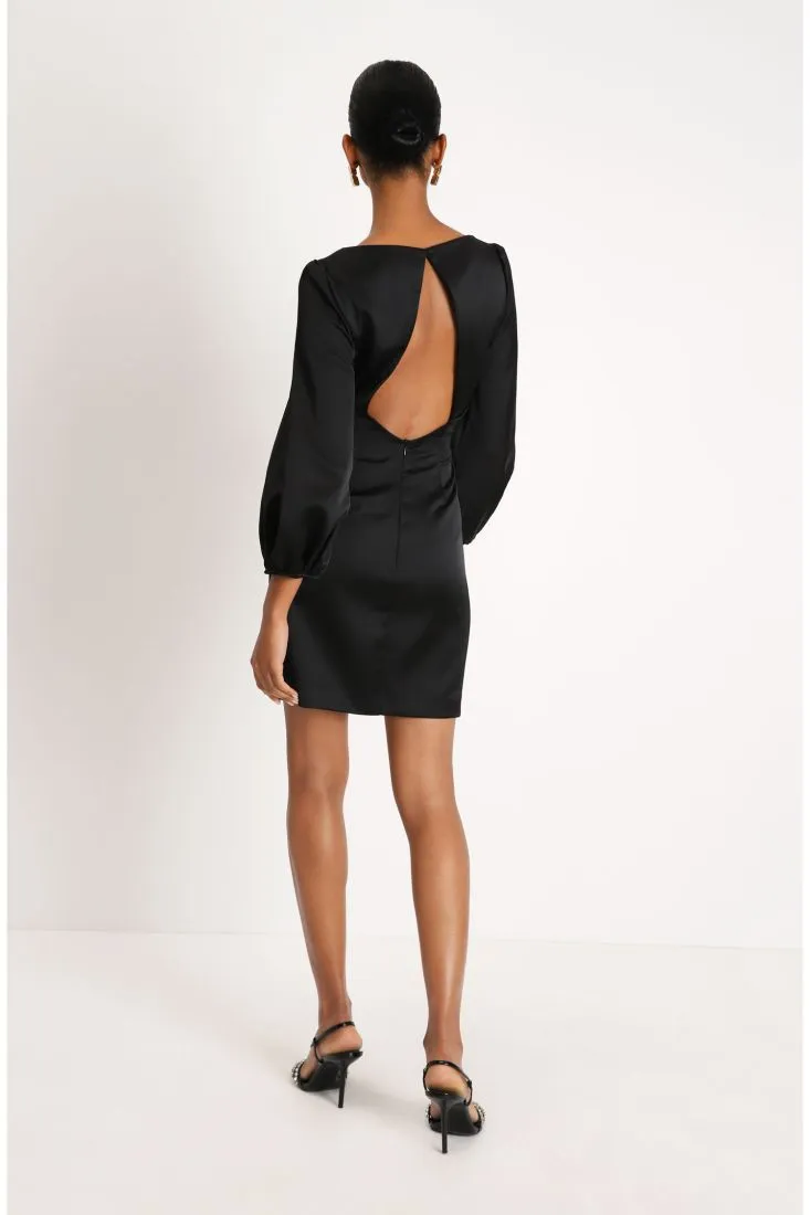 Mini abito monocolour con maniche volume e cut-out