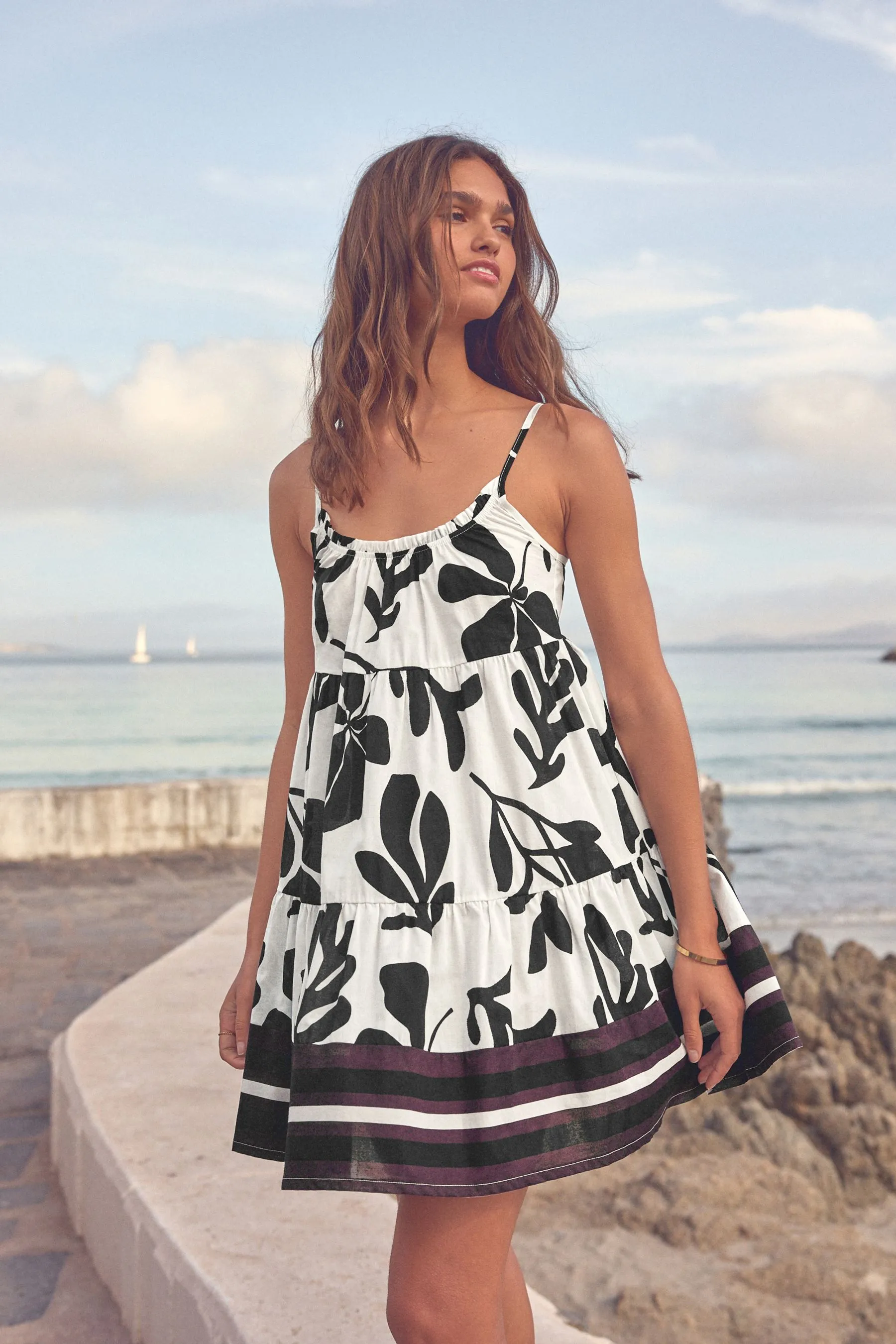 Mini Tiered Summer 100% Cotone Vestito    