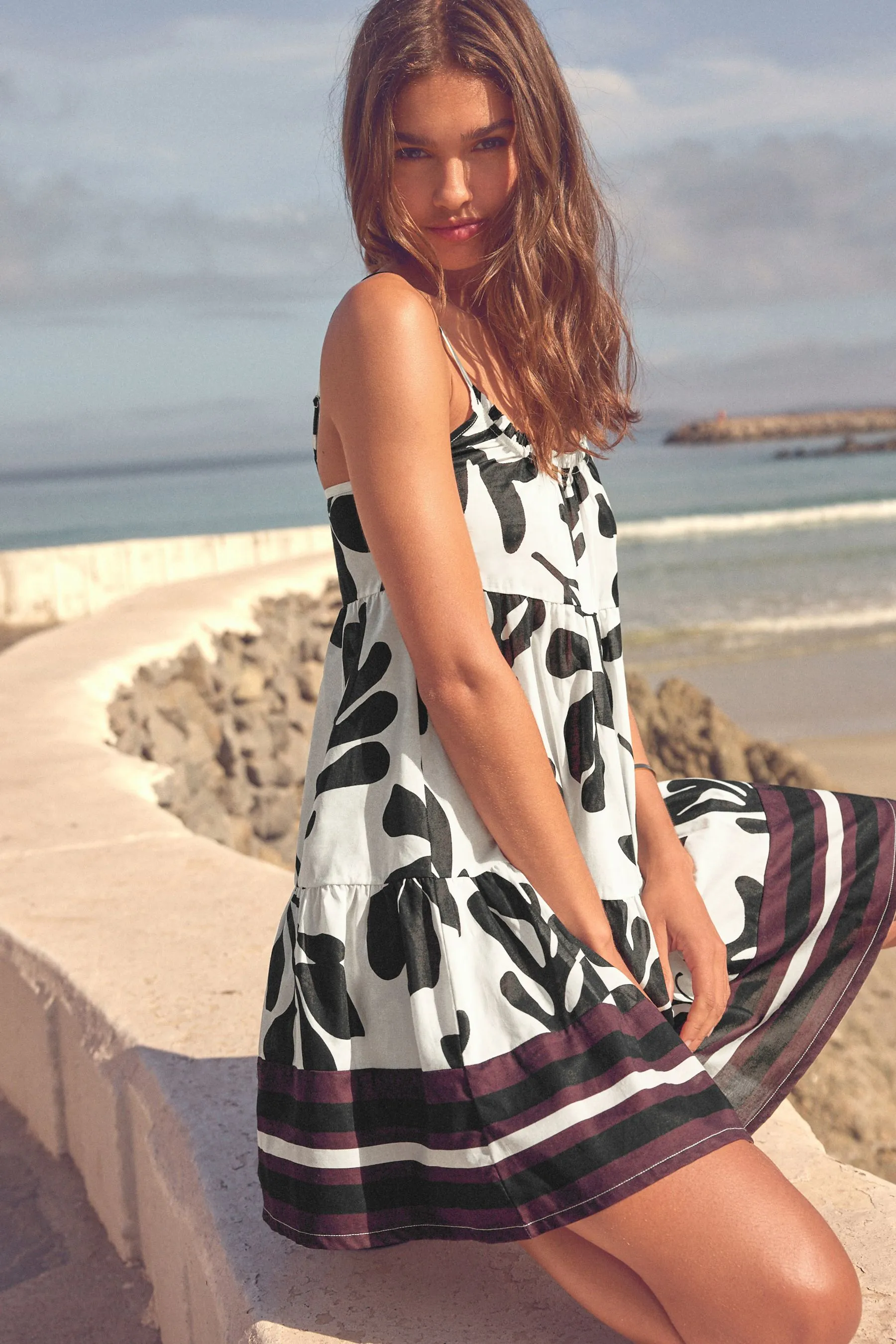 Mini Tiered Summer 100% Cotone Vestito    