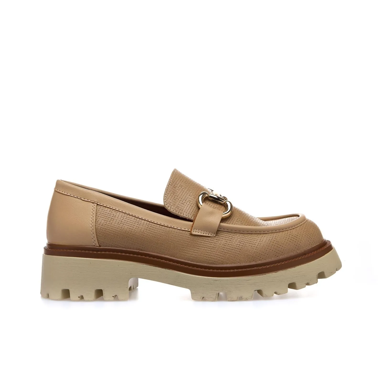 Mocassini casual beige con morsetto