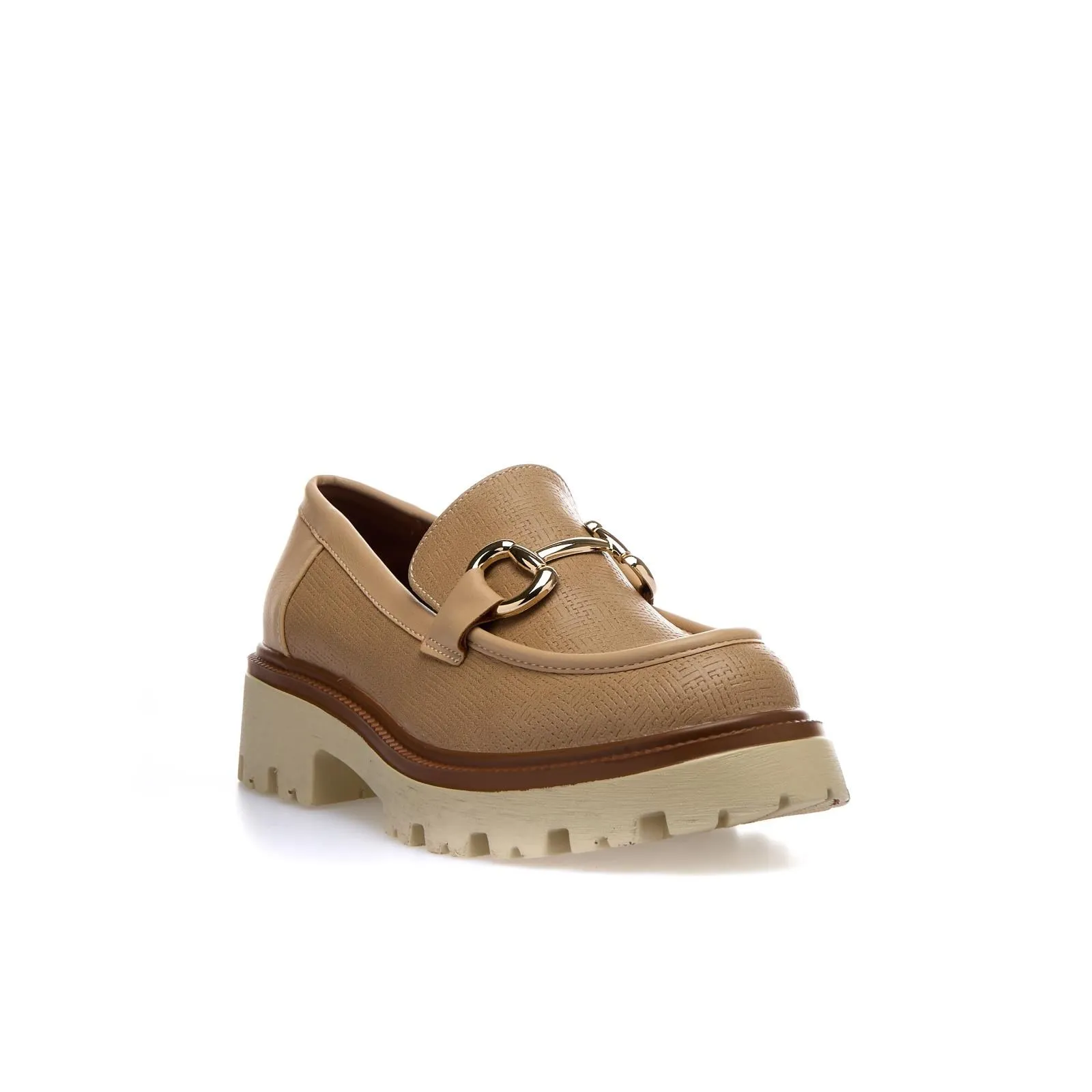 Mocassini casual beige con morsetto