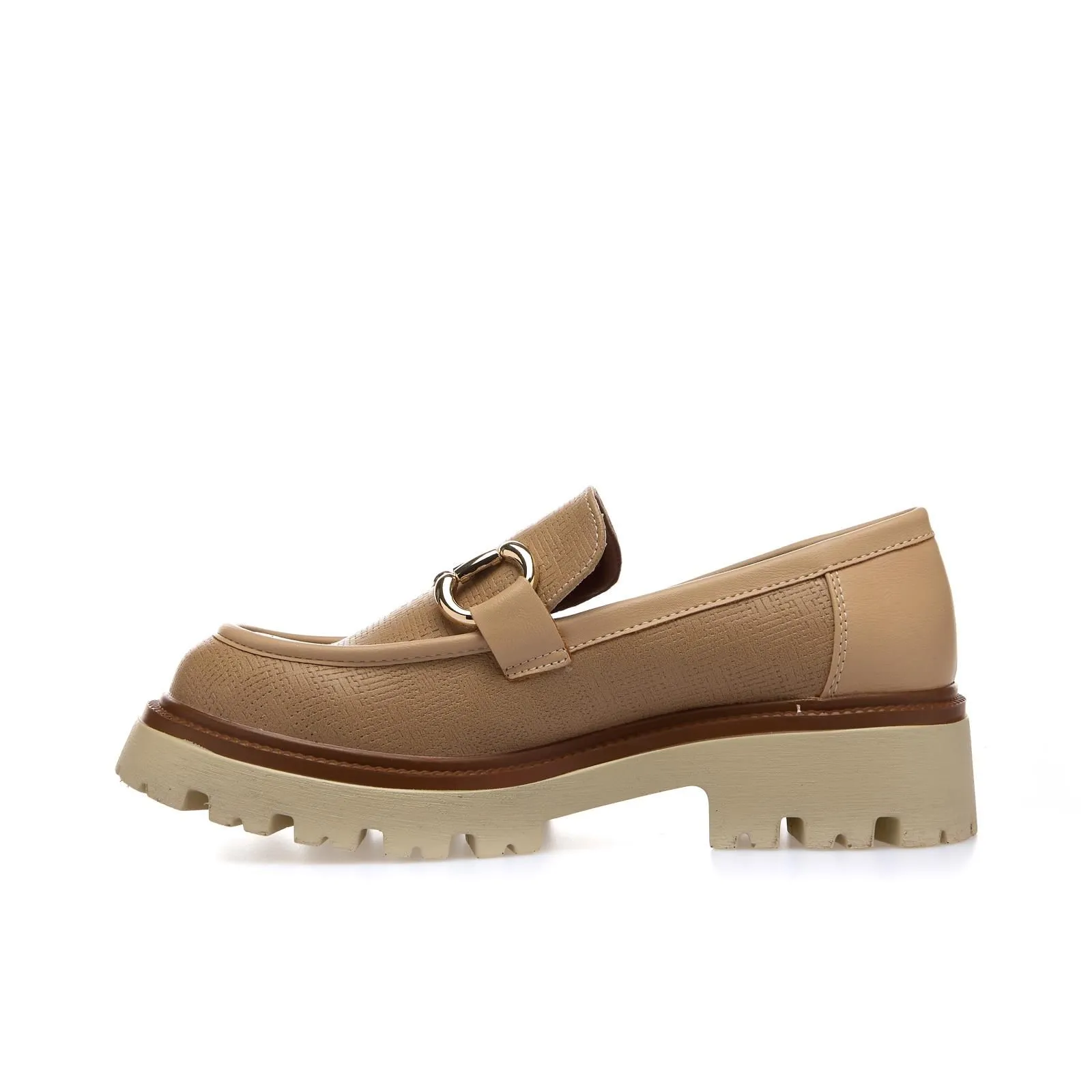 Mocassini casual beige con morsetto