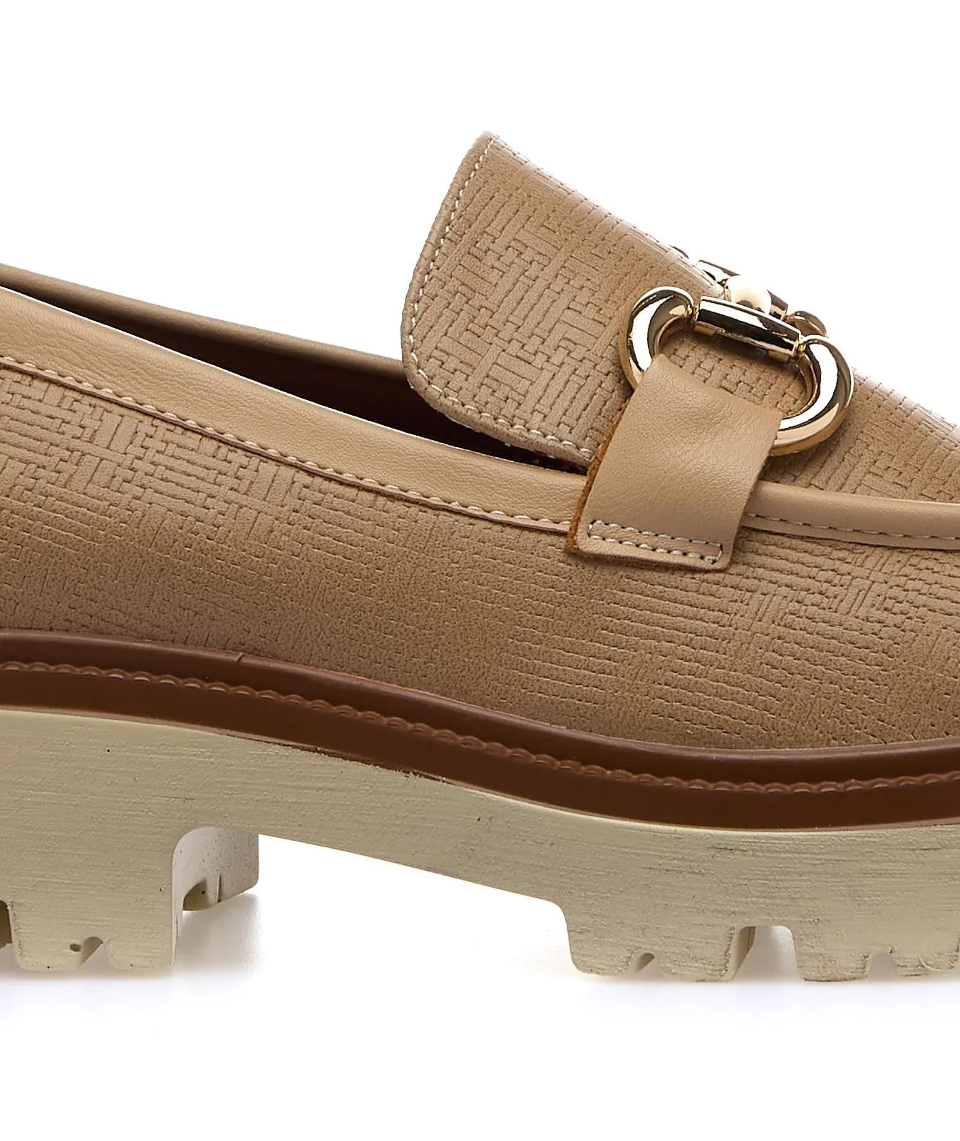 Mocassini casual beige con morsetto