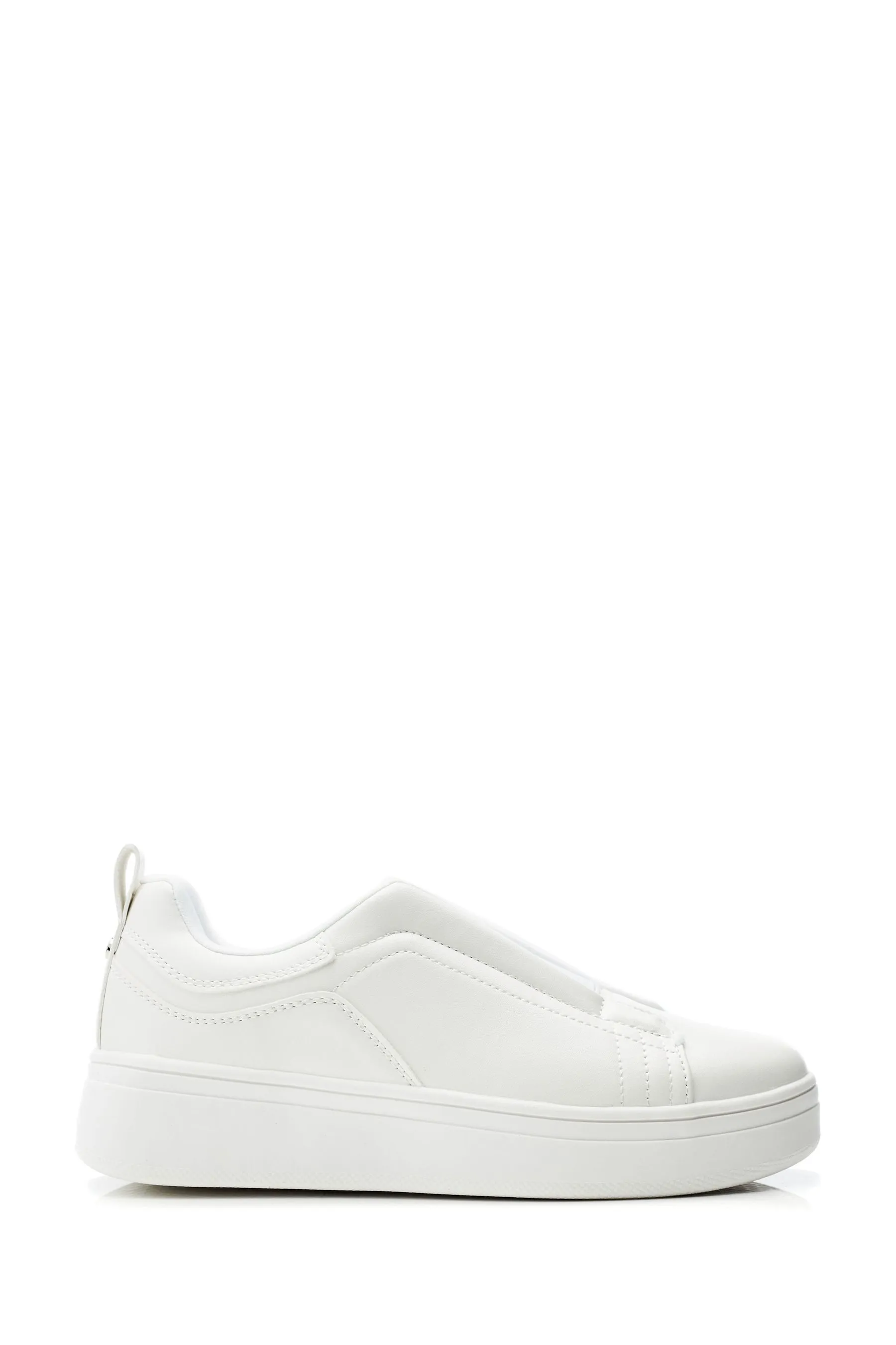 Moda in Pelle - Adaline - Bianco con zeppa elasticizzata sul davanti - Scarpette da ginnastica