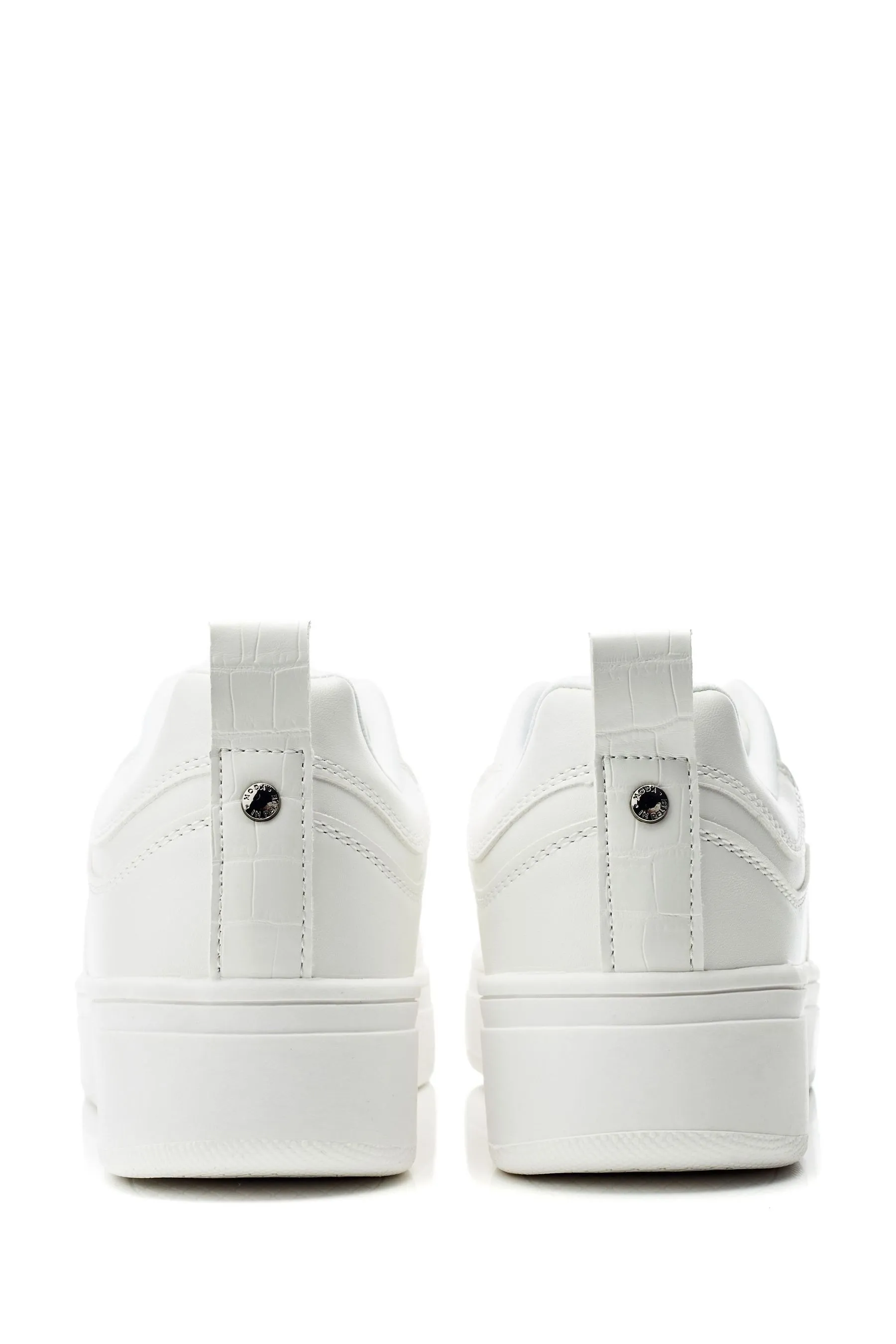 Moda in Pelle - Adaline - Bianco con zeppa elasticizzata sul davanti - Scarpette da ginnastica