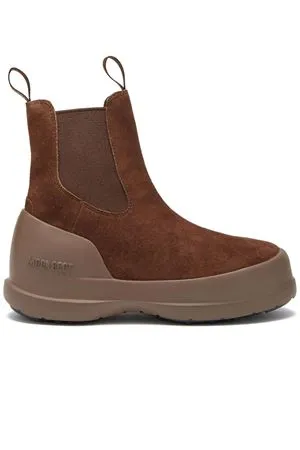 MOON BOOT Calzature,Stivaletti Stivale Luna Chelsea Marrone in Pelle Scamosciata 