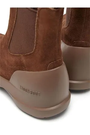 MOON BOOT Calzature,Stivaletti Stivale Luna Chelsea Marrone in Pelle Scamosciata 