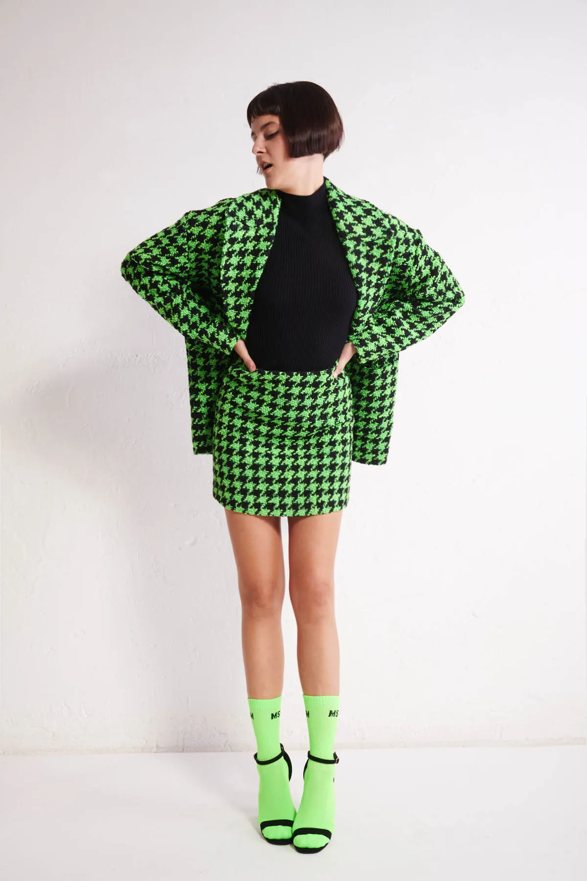 MSGM Cappotto corto pied de poule