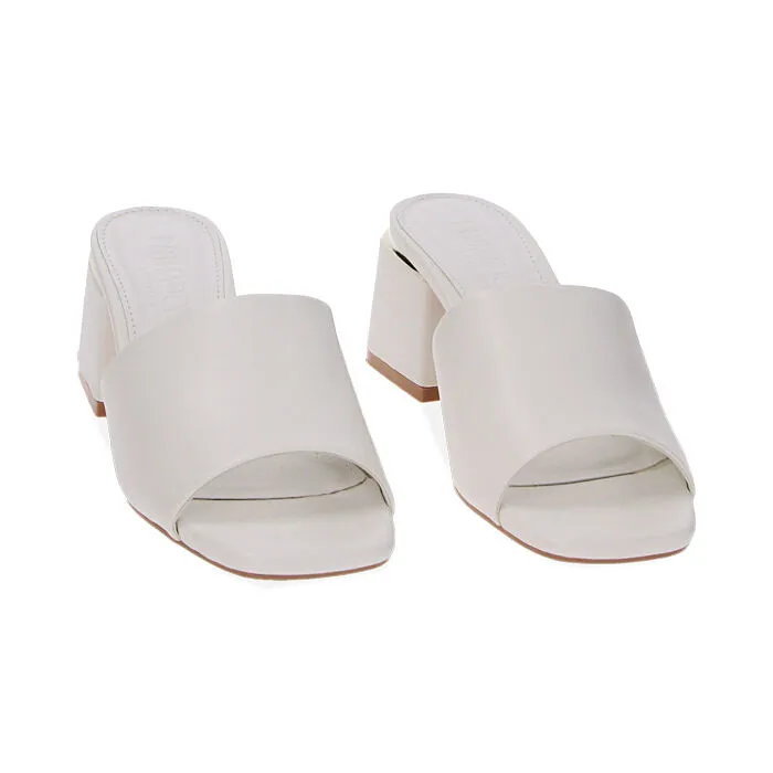 Mules Open Toe bianche, tacco 6 cm