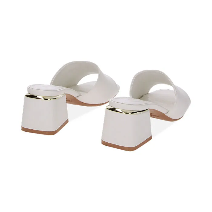 Mules Open Toe bianche, tacco 6 cm