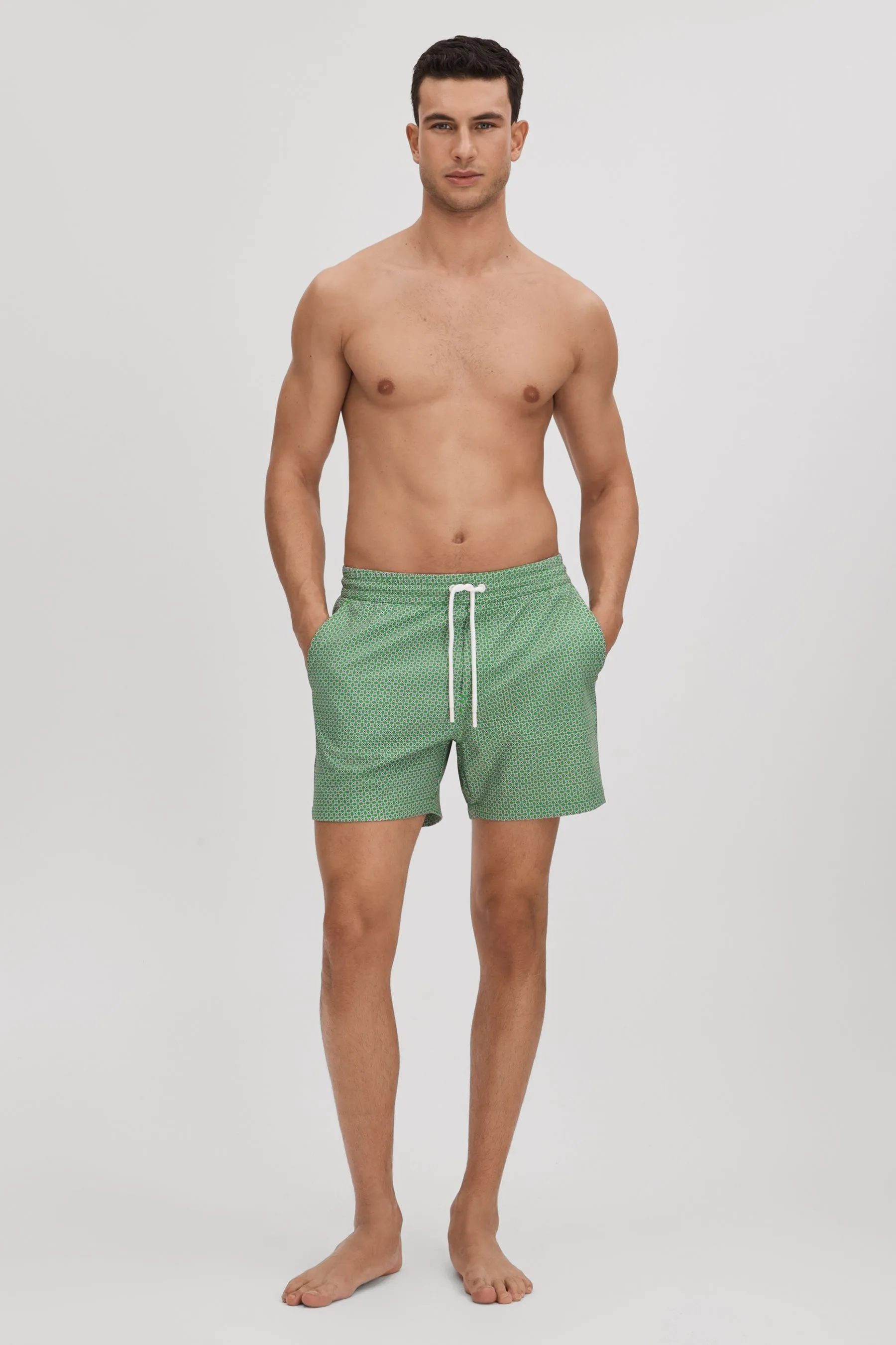 Multicolore - Shapes - Shorts da bagno stampata con coulisse    