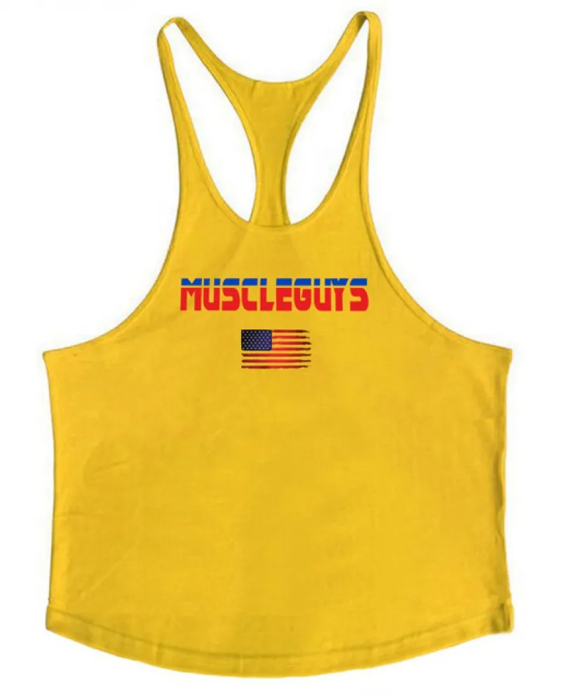 Muscleguys Cotone Palestra Abbigliamento Fitness Stringer Canotte Mens Bodybuilding Canotta Muscolare Senza Maniche Camicia Uomo