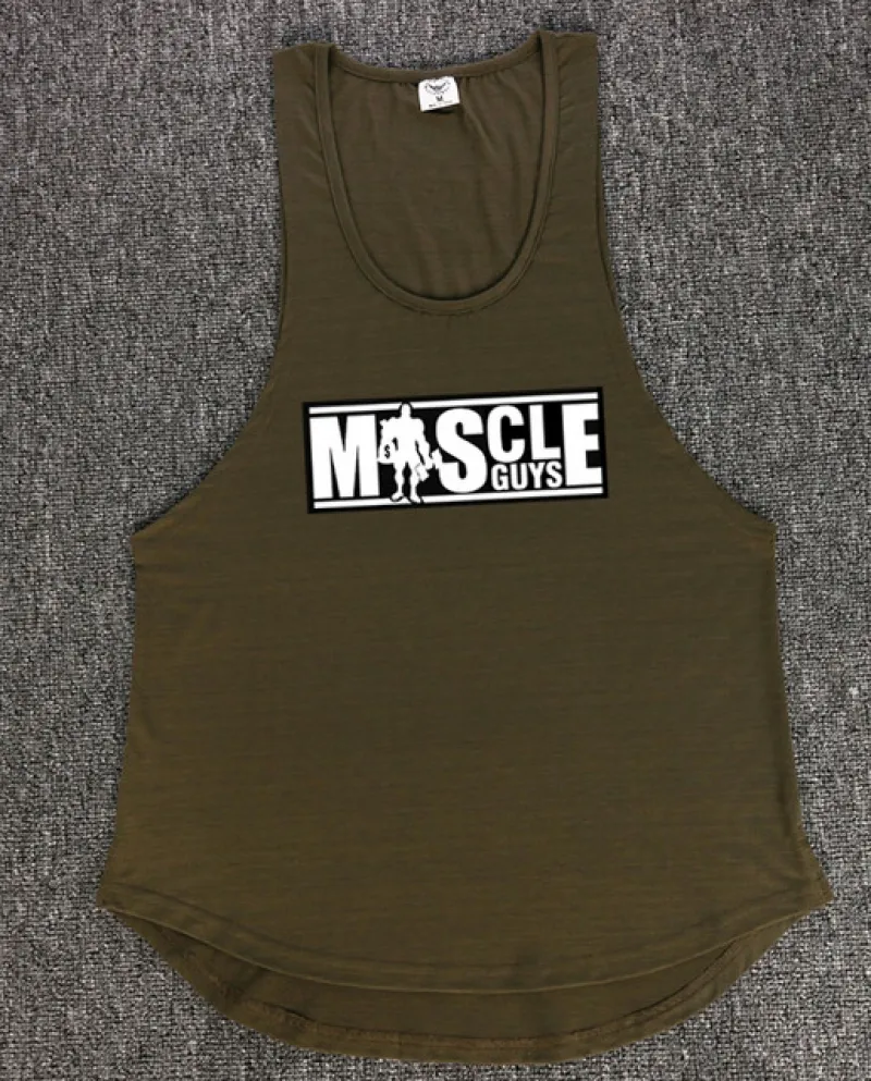 Muscleguys Marca Bodybuilding Camicia senza maniche Mens Palestre Canotta Canotta scollata Muscle Fitness Stringer Sportwear Und