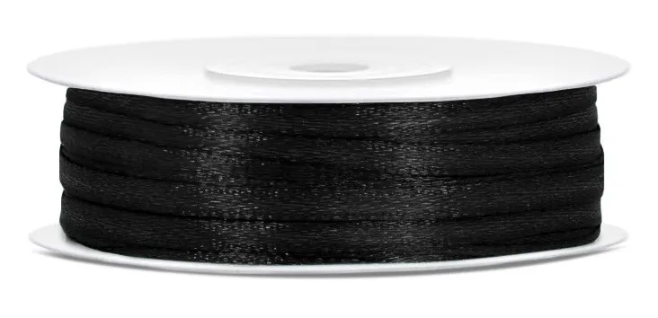 Nastro regalo in raso nero 3mm x 50m